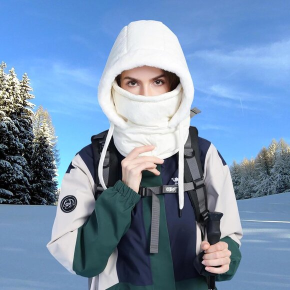 Unisex Winter Balaclava Hat Faux Fur Fleece Warm Cover for Snow Sports - Picture 8 of 9